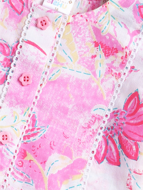 Girl's' Pink Kurta Set